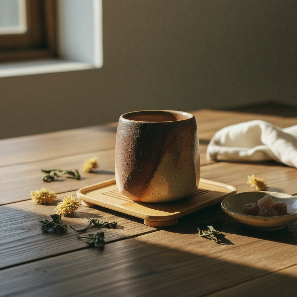 柴烧陶瓷杯场景图（无茶壶）