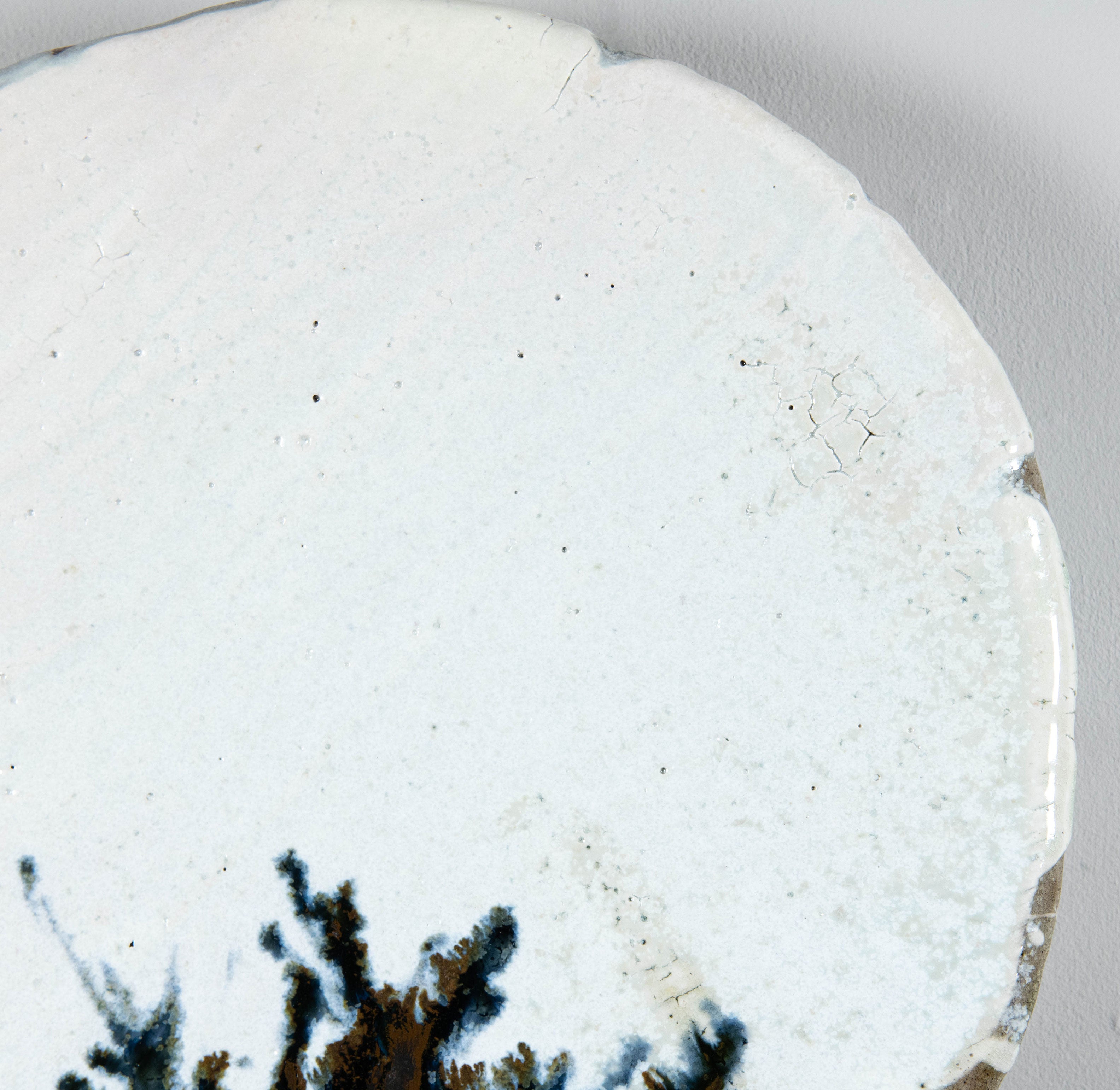 Plat – Engobe craquelé Cendre cuite au sel